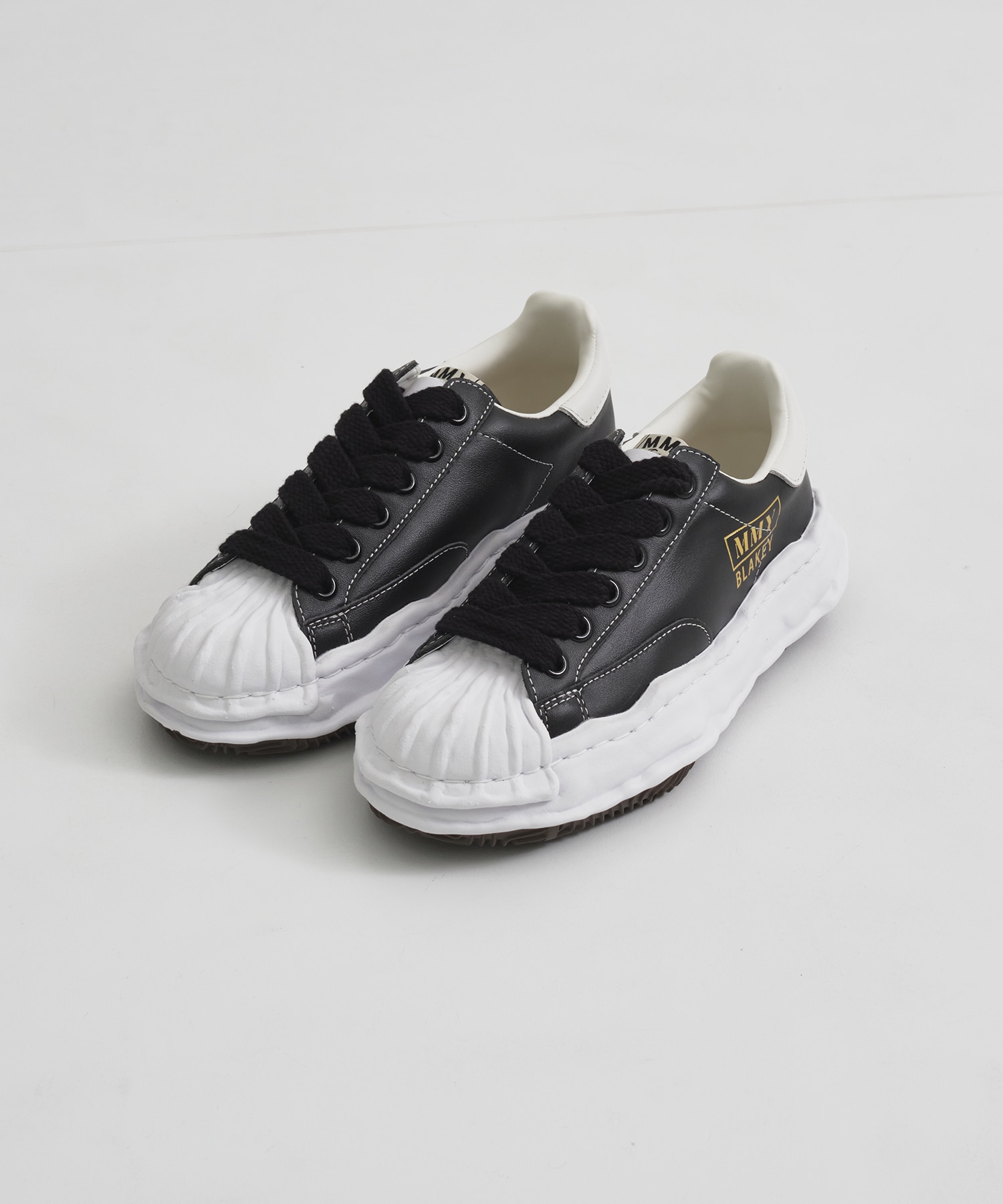 BLAKEY LOW original sole leather low-top sneakers(36 BLACK