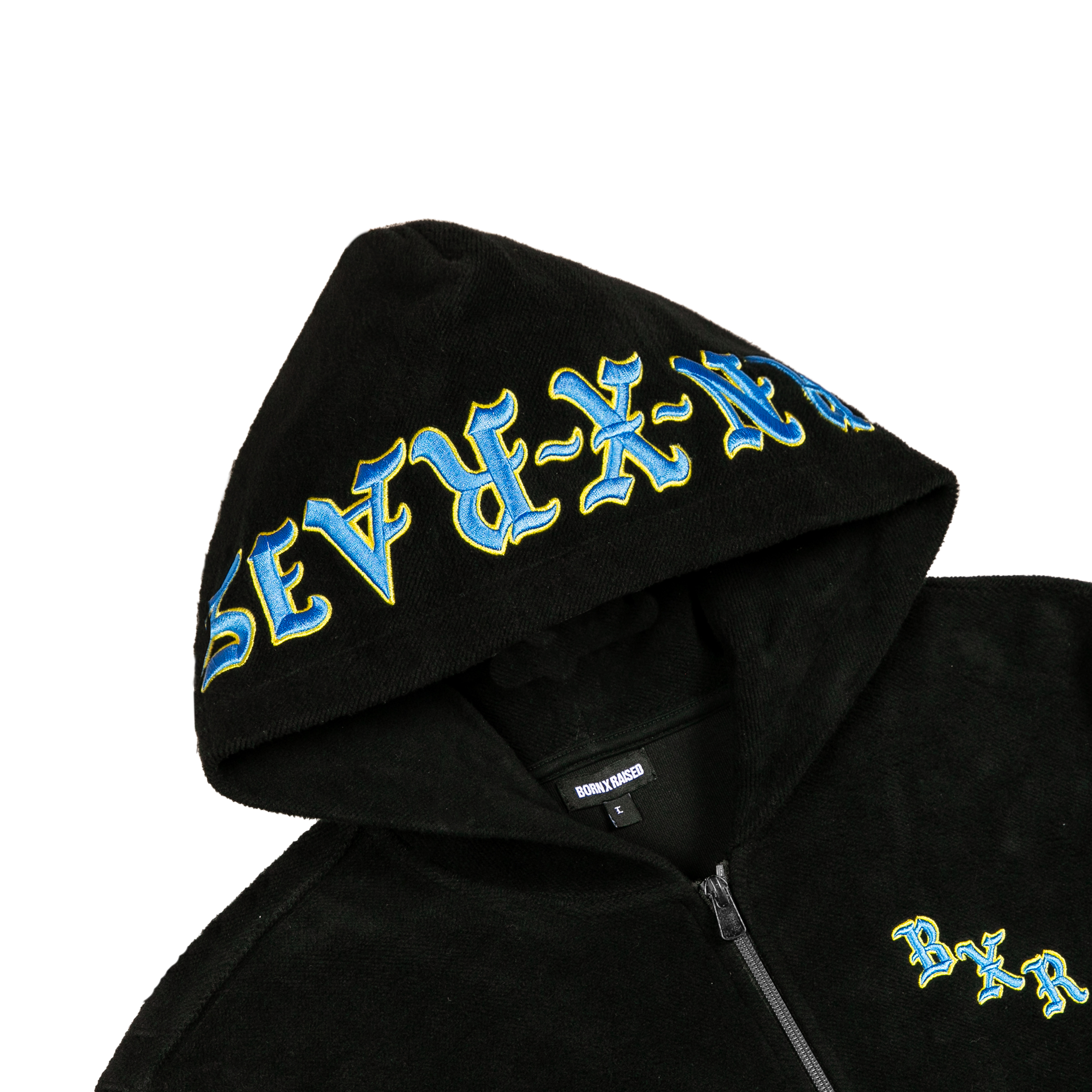 BXR EMBROIDERED INSIDE OUT ZIP-UP HOODIE: BLACK – Born X Raised