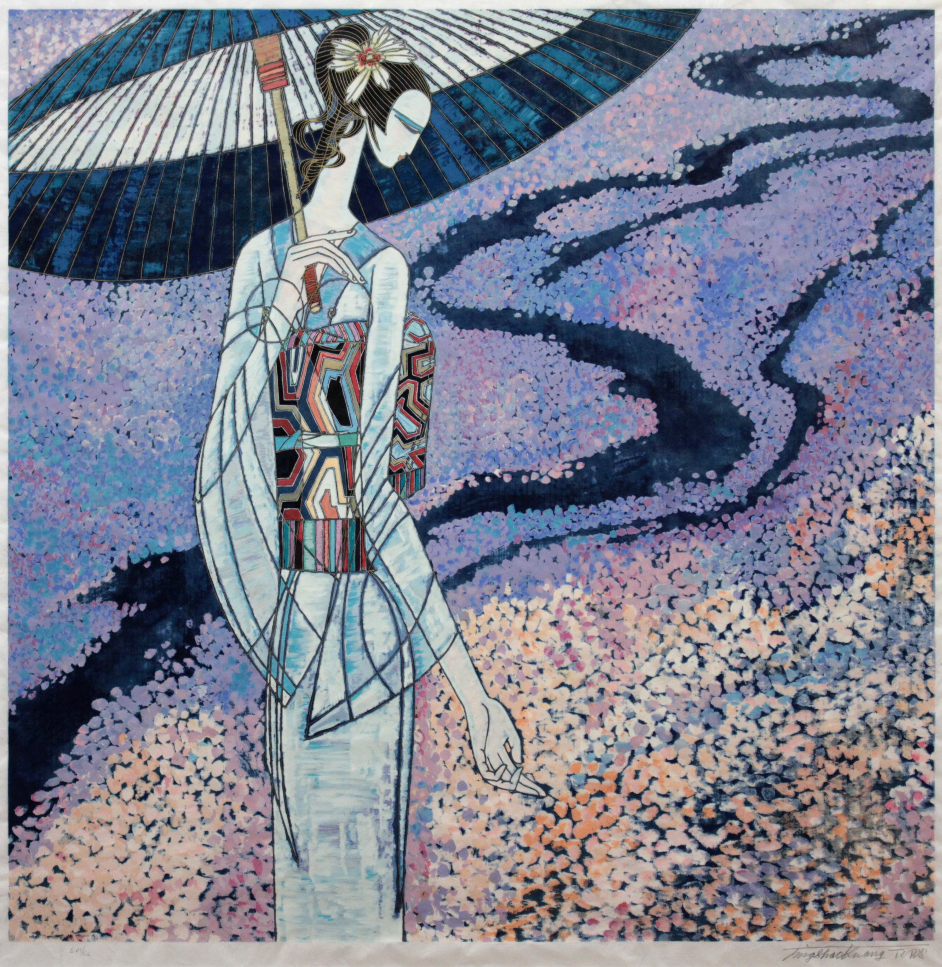 ティン・シャオカン（丁 紹光） 『春の雨』 シルクスクリーン - 北海道画廊