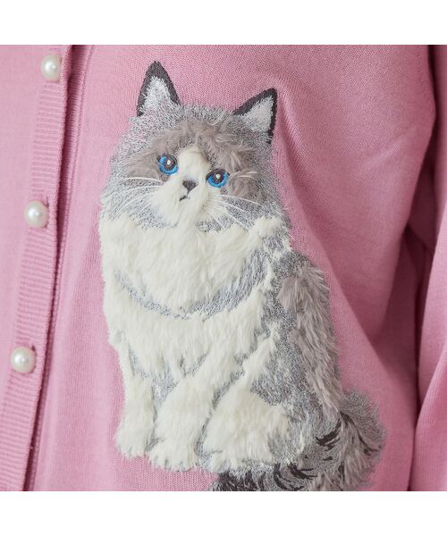 セール】 ねこ刺繍ニットカーディガン （ニット・セーター）｜Rose