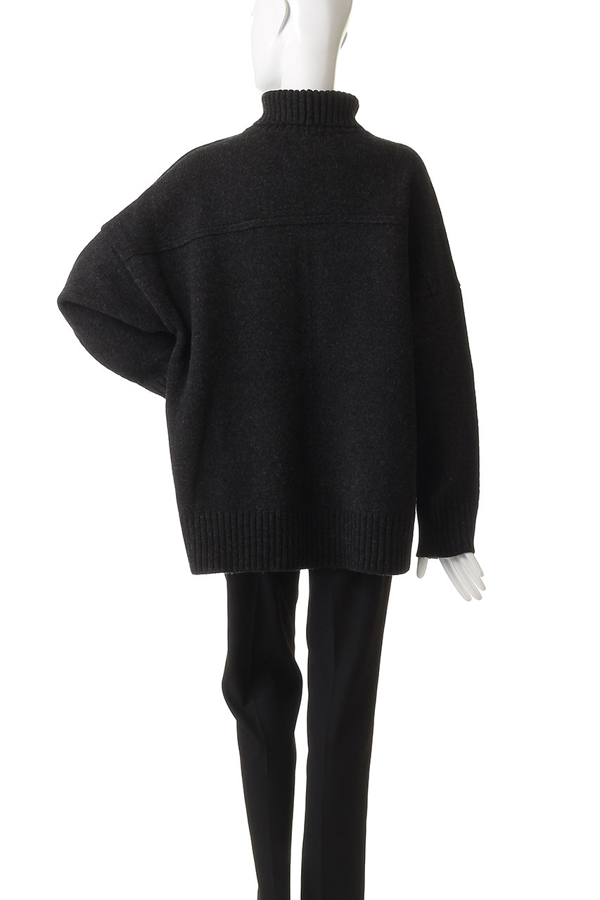 CINOH(チノ)｜オーバーサイズ ハイネック ニット/チャコールグレー の