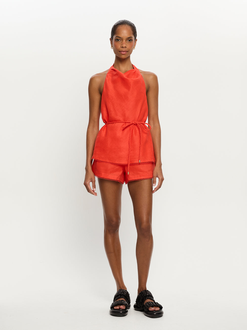 Tara Shorts | Red Linen Shorts - KIVARI – KIVARI International