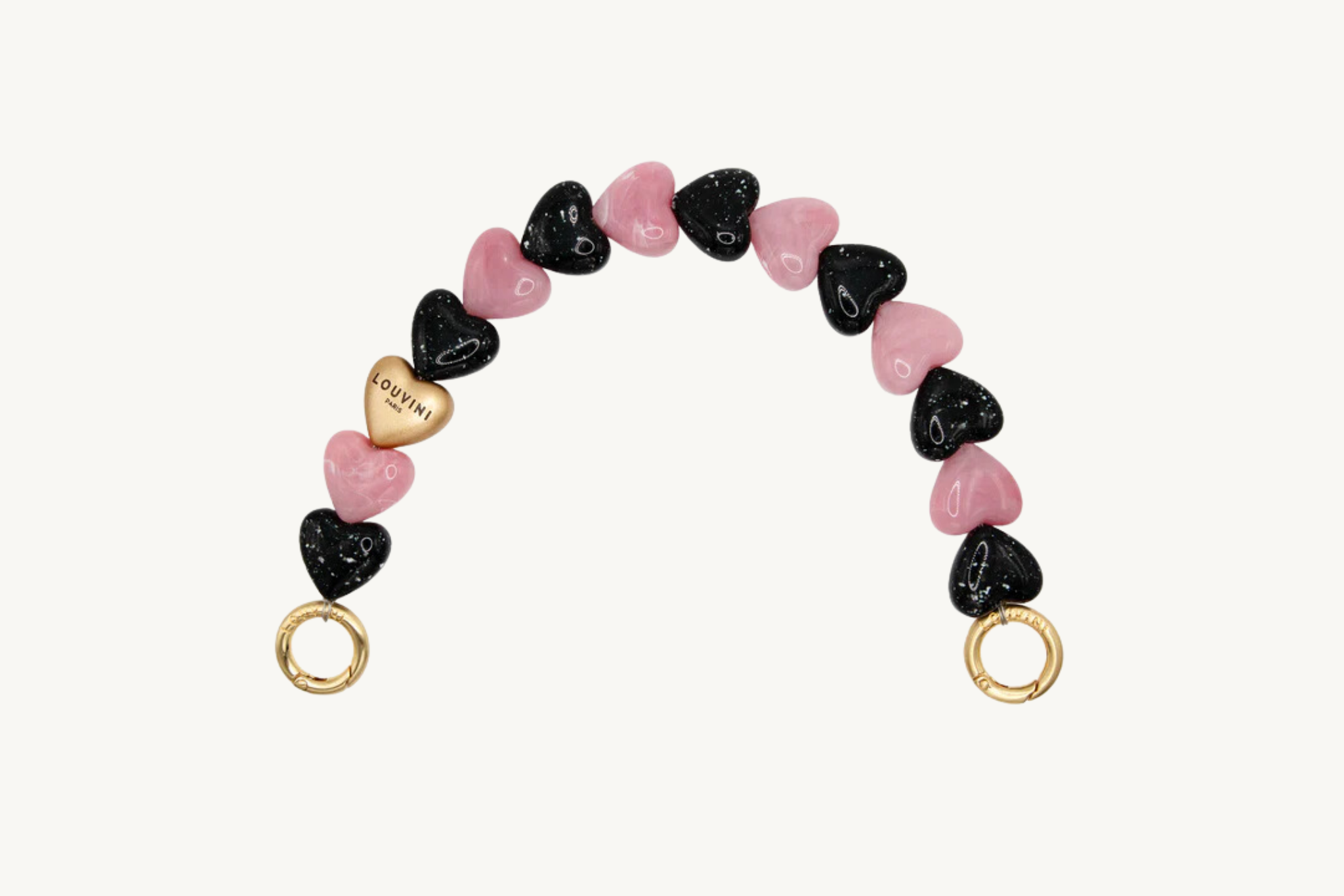 予約販売（3月上旬入荷予定）ハンドストラップ PETIT CUORE BLACK-PINK