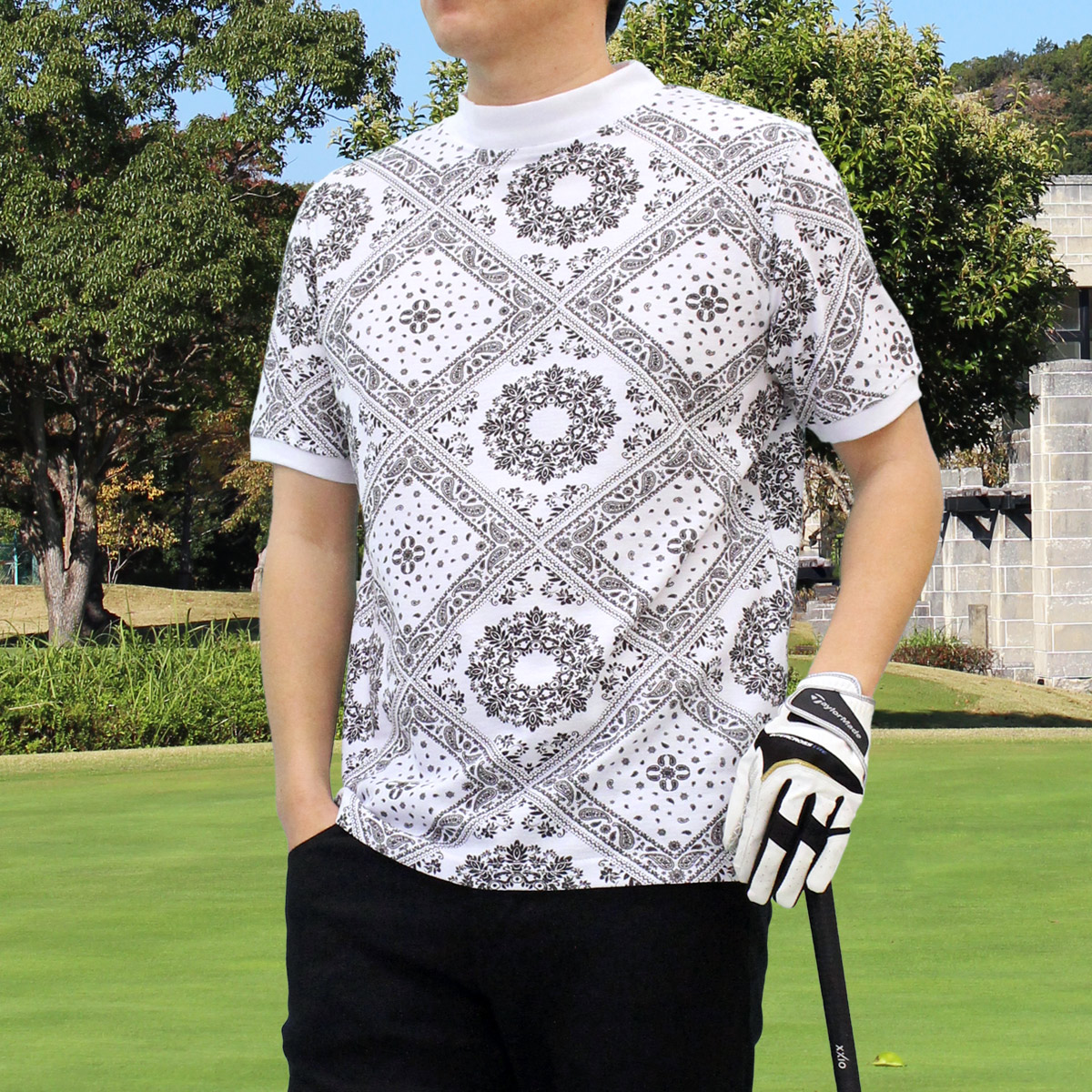 ゴルフウェア モックネックシャツ メンズ ゴルフ ハイネック 速乾