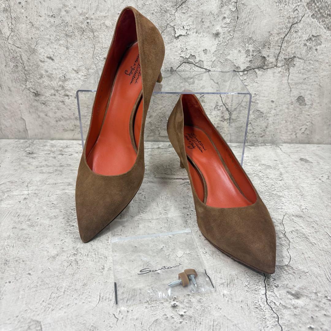 【美品】Santoni サントーニ スエード パンプス 37 イタリア製 Santoni - SANTONI サントーニ スエードローファーシューズ ブルー 37