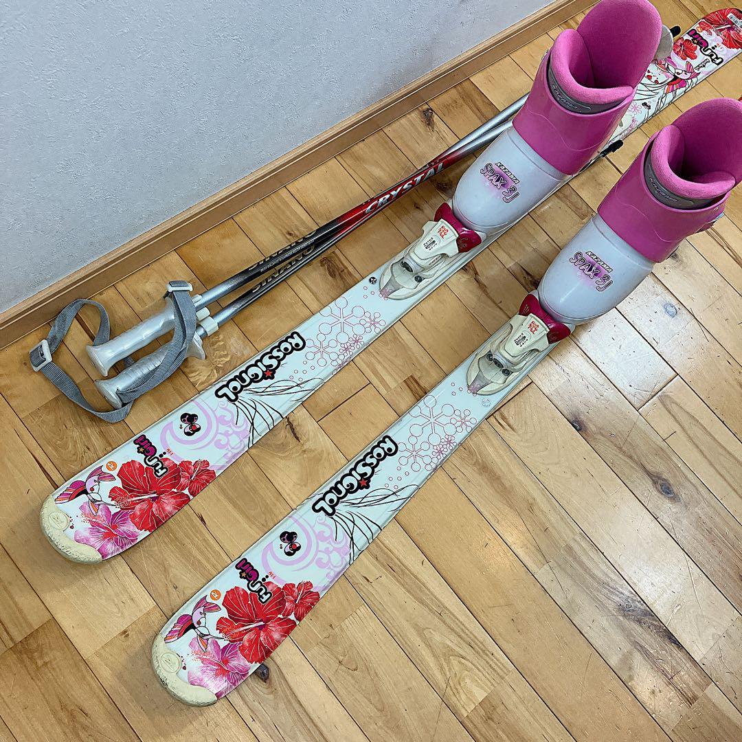 ROSSIGNOL ロシニョール キッズ スキー　ビンディング　ストック　ブーツ ロシニョール キッズ用 スキー板120cmブーツ22cm ストック100cm 3点