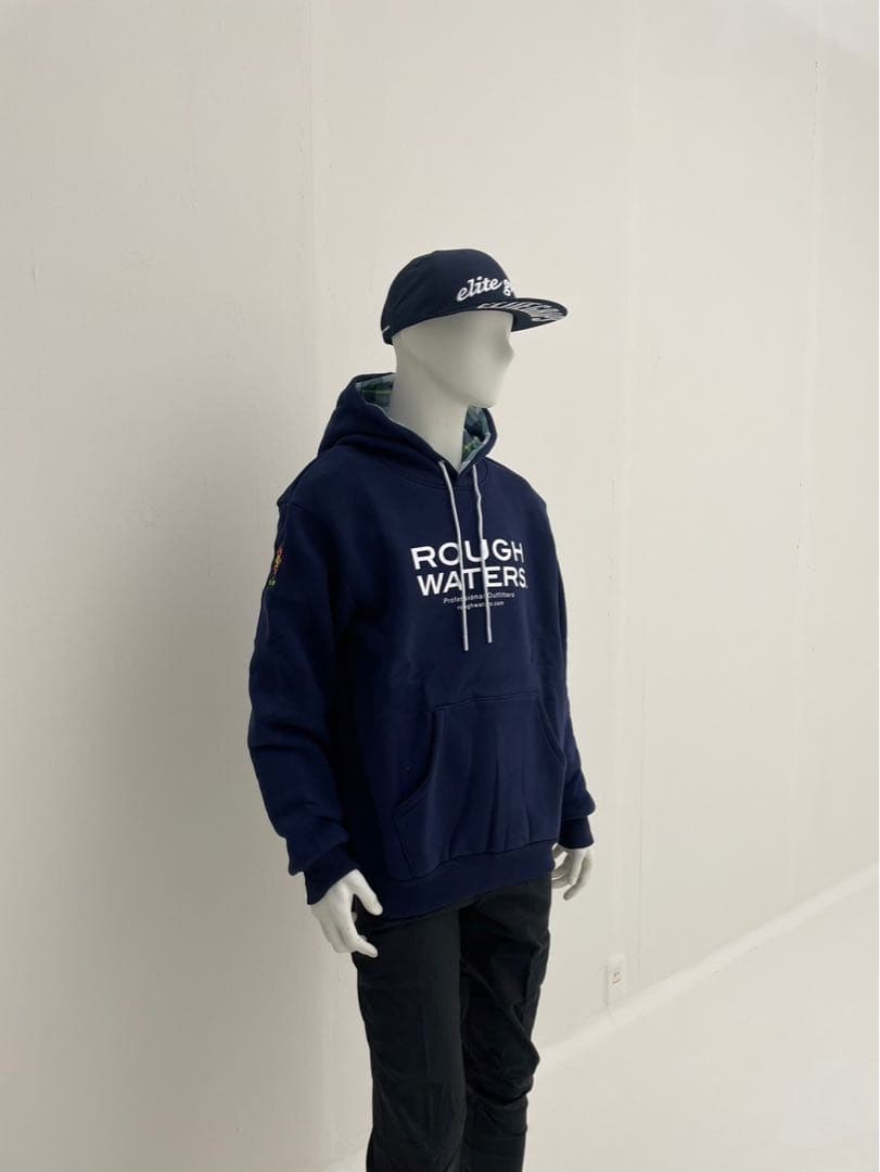 エリートグリップ　ROUGH WATERS フード付パーカー ネイビー　L 新品 楽天市場】【ROUGH WATER厚手パーカー】 カジュアル スポーツ ユニ