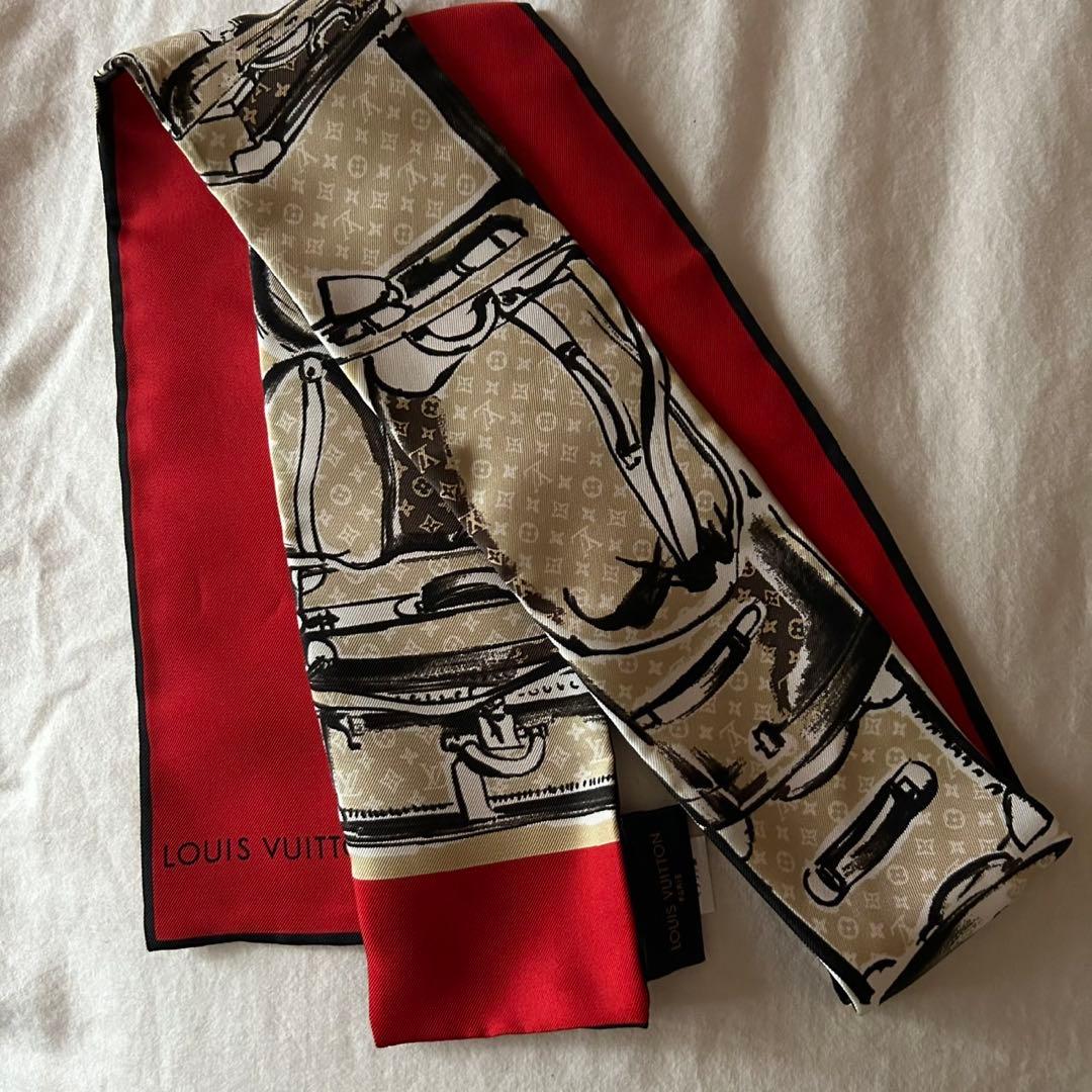 トナカイ☆　LOUIS VUITTON シルクスカーフ LOUIS VUITTON スカーフ シルク100% バンドー ヴォワイヤージュ